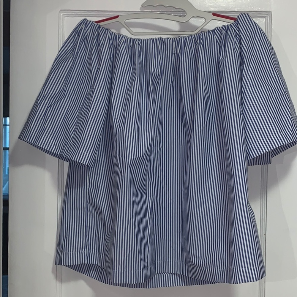 Off-the-shoulder Striped Shirt